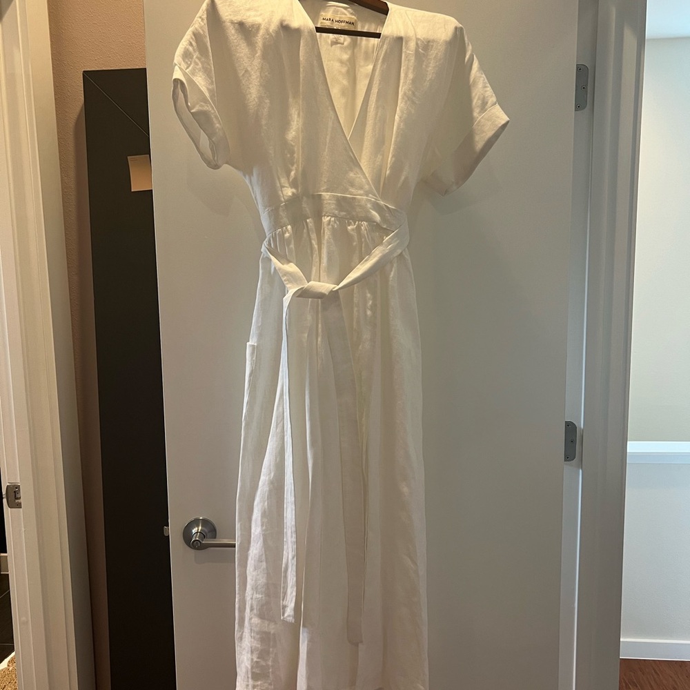 Mara Hoffman white linen wrap dress